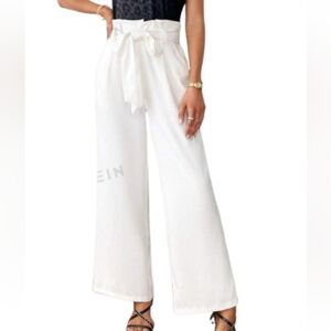 Shein White SXY Tie Front Wide Leg Palazzo Pants Sz